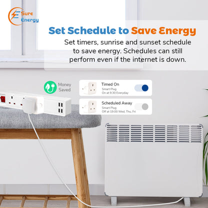 EnerJ Smart WiFi Plug 13A UK Socket – Energy Monitoring, App & Voice Control, LED Indicator, 2.4G WiFi, Works with ENERJSMART for Remote Power Control | Single pack