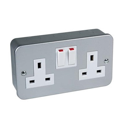 Metal Clad Double Socket 13A Twin Socket CED