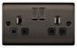 Nexus Metal Black Nickel Double 13A Switched Socket NBN22B BG