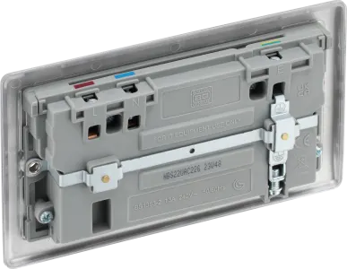 Double Socket 22watt USB C + USB A Brushed Chrome Stainless Steel BG Grey Inserts 13A NBS22UAC22G