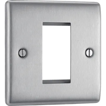BG NBSEMS1 Nexus Metal Brushed Steel 1 Module Square Euro Module Front Plate
