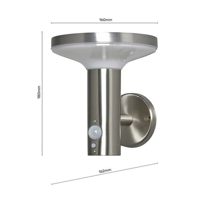 Solar Light Ombersley LED PIR 5.6W Black / Stainless Steel IP44