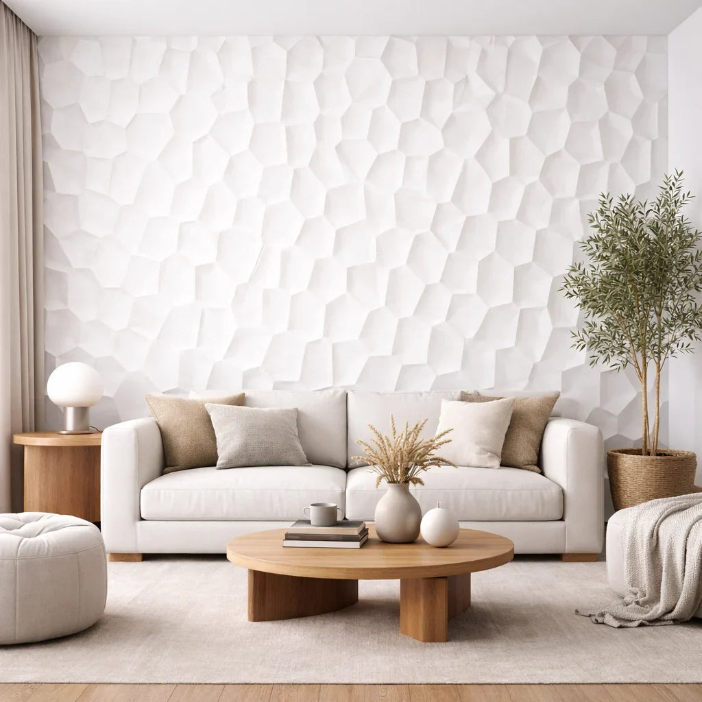 Hard PU Wall Panel, Size: 1200 x 600 x 25 mm (Pack of 2)‚ Jade White, Organic Pebble Texture