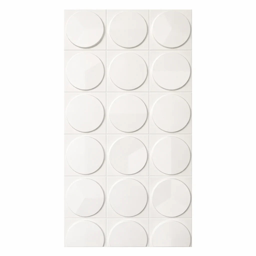 Hard PU Wall Panel, Size: 1200 x 600 x 25 mm (Pack of 2) – Jade White, 3D Circular Geometry