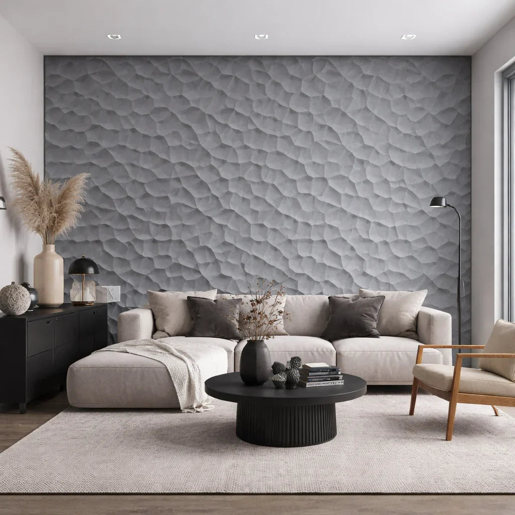 Hard PU Wall Panel‚ Size: 1200 x 600 x 25 mm (Pack of 2)‚ Space Black, Organic Pebble Texture