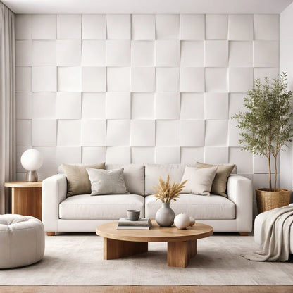 Hard PU Wall Panel‚ Size: 1070 x 460 x 25 mm (Pack of 2)‚ Jade White, 3D Cubic Tiles