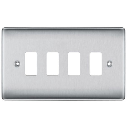 BG Electric RNBS4 Grid Plate 4 Gang Brushed Steel