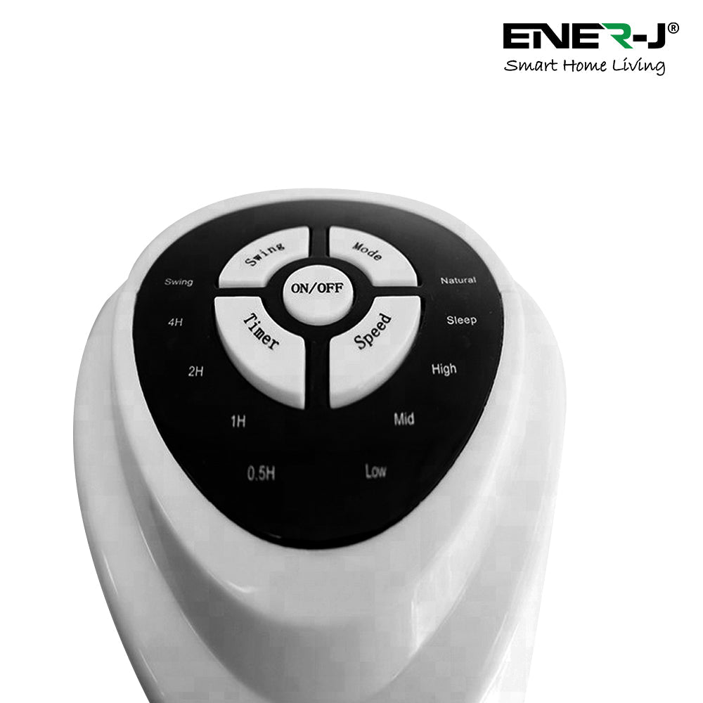 ENER-J 32" Smart Wi-Fi Tower Fan | App & Voice Control Compatible with Alexa & Google Home | White