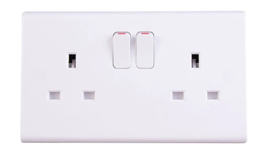 Deta Slimline 2 Gang 13A Switched Socket DP S1209SDP