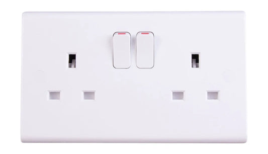 Deta Slimline 2 Gang 13A Switched Socket DP S1209SDP
