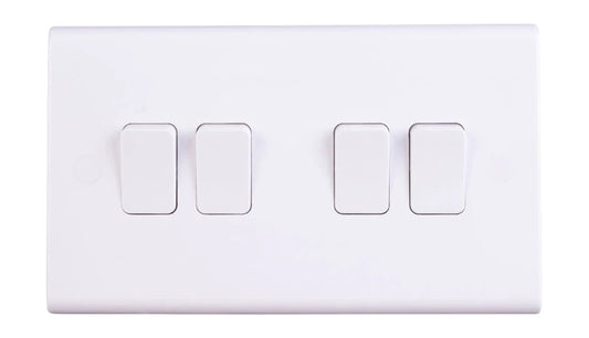 Deta Slimline 4 Gang 2 Way 10AX Plate Switch S1244