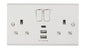 Deta Slimline 13A 2 Gang Switched Socket with 3 USB Ports (1 x Type C + 2 x Type A, 4.0A) S1288