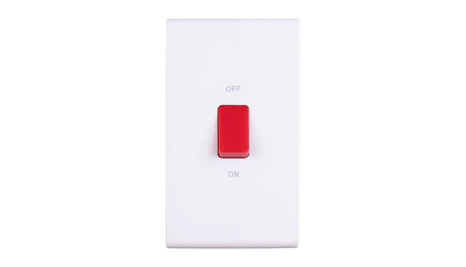 Deta Slimline 50A DP Switch Tall Red S1301