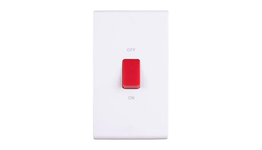 Deta Slimline 50A DP Switch Tall Red S1301