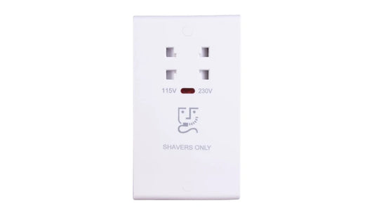 Deta Slimline Dual Voltage Shaver Socket with Neon S1305