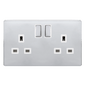 Click SFCH536PW Definity Complete Polished Chrome Screwless 2 Gang 13A 2 Pole Switched | Double Socket - White Insert