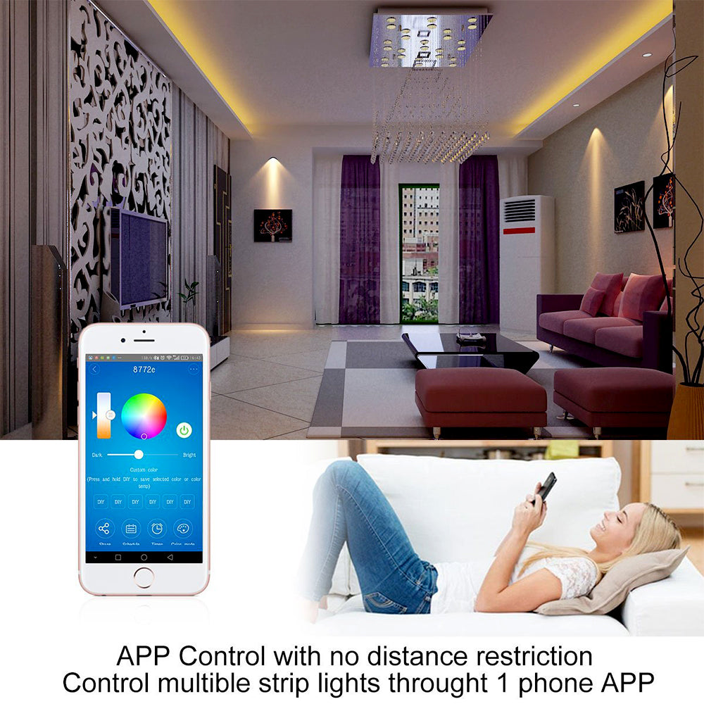 5 Meters LED Strip Kit with WiFi Controller 6A Adapter, CCT Changing & Dimmable, Works with Amazon Alexa and Google Home, Compatible with iOS & Android, IP65