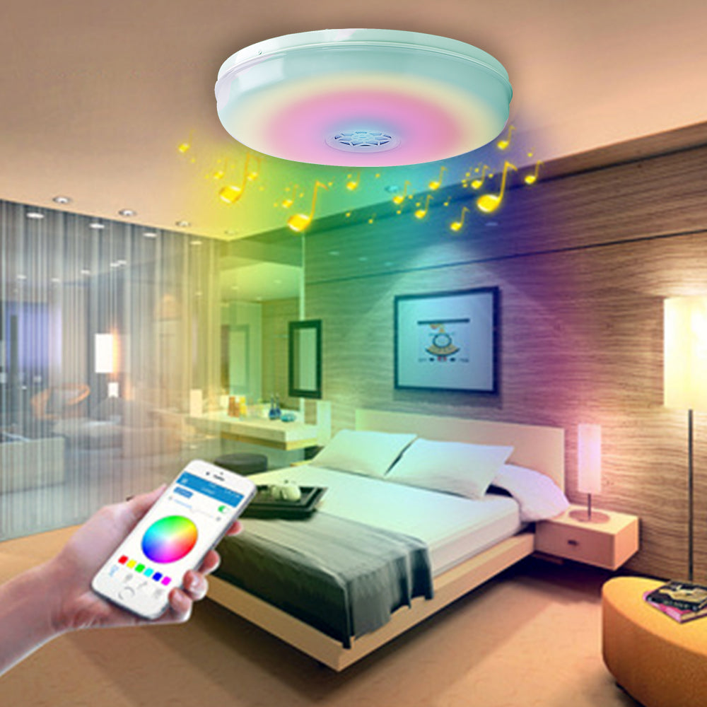 24W Wi-Fi Ceiling Lights RGB+W+WW, Dimmable with Bluetooth Speaker, Amazon Alexa and Google Home Compatible