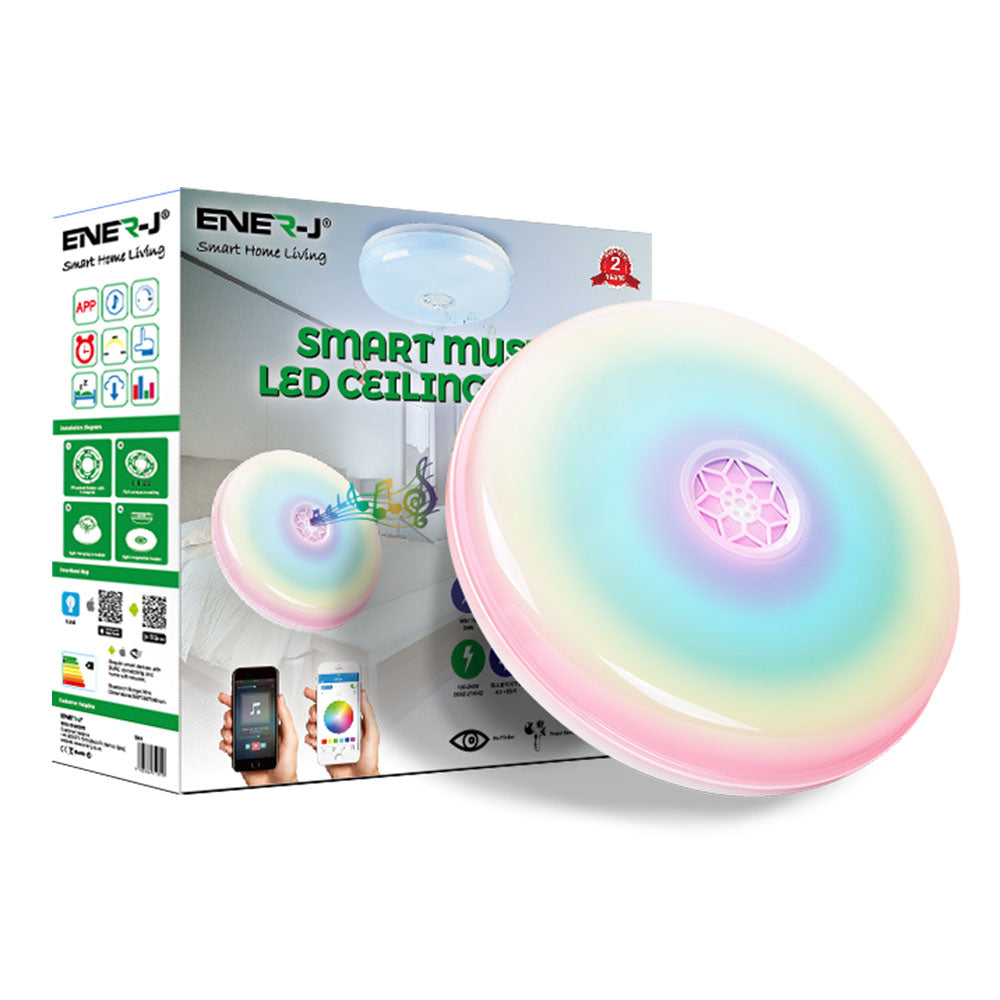 24W Wi-Fi Ceiling Lights RGB+W+WW, Dimmable with Bluetooth Speaker, Amazon Alexa and Google Home Compatible