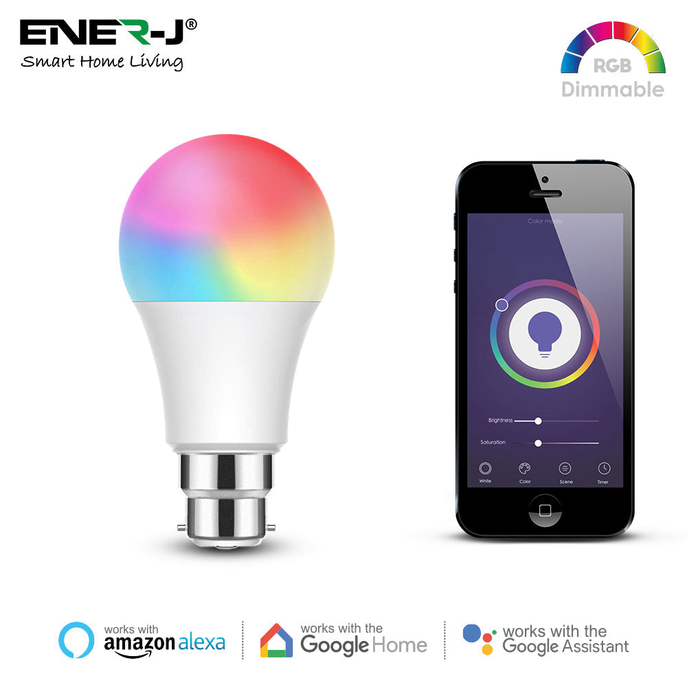 9W Smart Colour Changing Light Bulb, B22 RGB CCT Colour Changing Bulbs, Bluetooth APP Control LED Bulbs Bayonet, Dimmable RGB and White Light, Mood Light for Room Decor & Party | Single pack