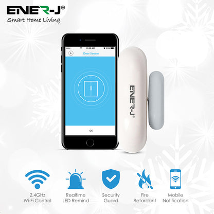 ENER-J Door Alarm Sensor – WiFi Door & Window Sensors Pack of 4, No Hub Required, Wireless Smart Home Alarm System UK