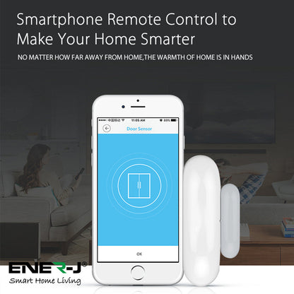 ENER-J Door Alarm Sensor – WiFi Door & Window Sensors Pack of 4, No Hub Required, Wireless Smart Home Alarm System UK