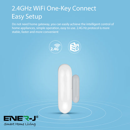 ENER-J Door Alarm Sensor – WiFi Door & Window Sensors Pack of 4, No Hub Required, Wireless Smart Home Alarm System UK