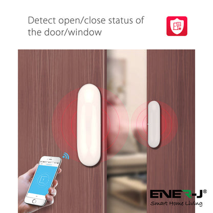 ENER-J Door Alarm Sensor – WiFi Door & Window Sensors Pack of 4, No Hub Required, Wireless Smart Home Alarm System UK
