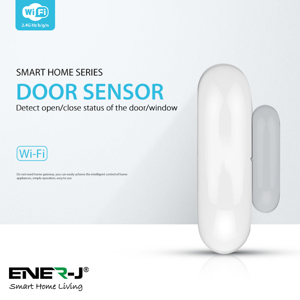 ENER-J Door Alarm Sensor – WiFi Door & Window Sensors Pack of 4, No Hub Required, Wireless Smart Home Alarm System UK