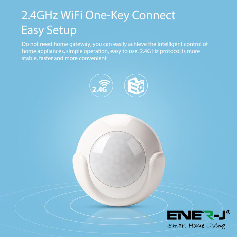 Smart Wireless WIFI PIR Motion Sensor Detector Home Alarm System, Works with ENERJSMART App, Remote Motion Detection