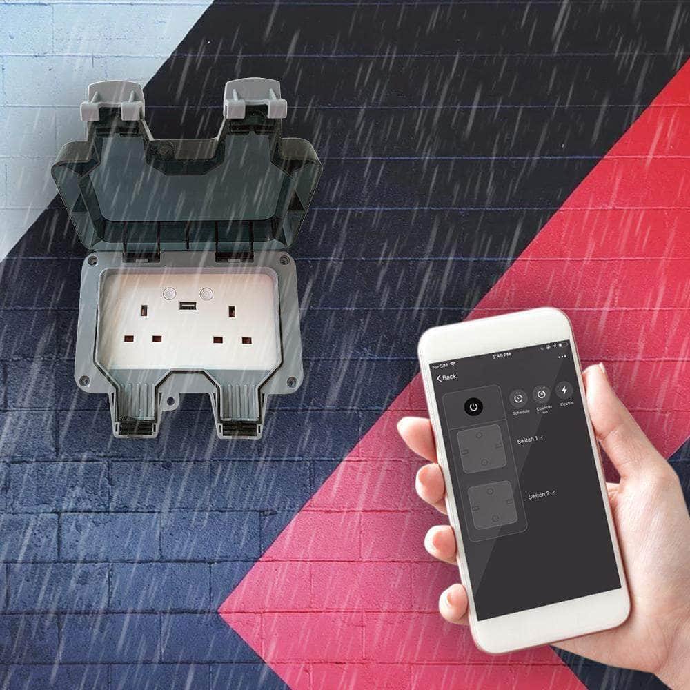 Ener-J Smart 13A WiFi Waterproof Outdoor Double Socket with USB - IP55 Rated