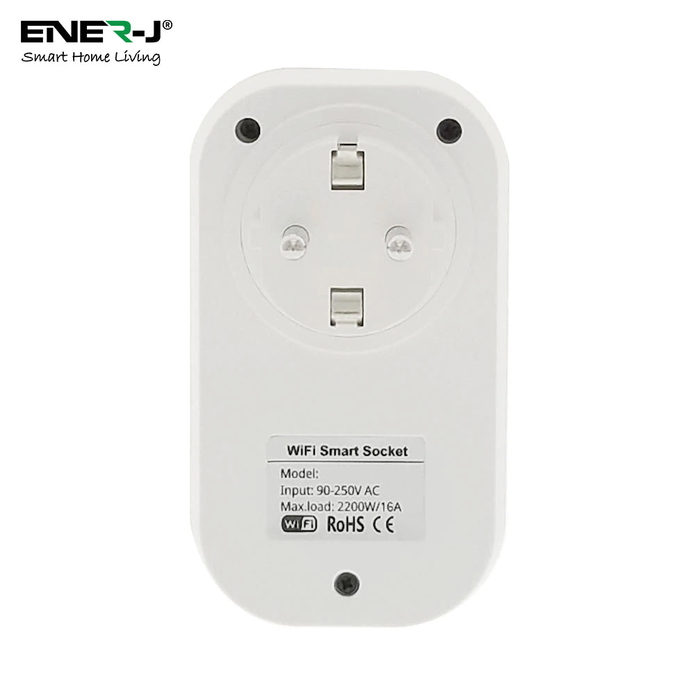 Pack of 3 Wi-Fi Smart Plug EU Outlet with Energy Monitoring, Works with Amazon Alexa, Google Home, Wireless Smart Socket Remote Control Timer Plug Switch, No Hub Required. Max Load 1600W | Pack of 3