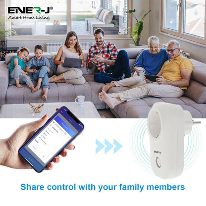 Pack of 3 Wi-Fi Smart Plug EU Outlet with Energy Monitoring, Works with Amazon Alexa, Google Home, Wireless Smart Socket Remote Control Timer Plug Switch, No Hub Required. Max Load 1600W | Pack of 3