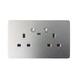 ENER-J Remote Wall Socket – Smart USB Plug with Type-C, WiFi Double 13A Outlet, App & Voice Control, Silver Brushed UK Design