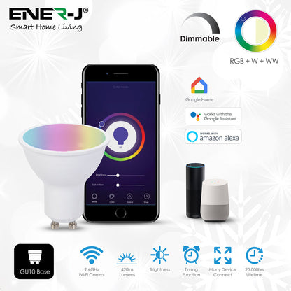 5W Smart Colour Changing Light Bulb, GU10 RGB CCT Colour Changing Bulbs,  Bluetooth APP Control LED Bulbs, WiFi Dimmable RGB and White Light, Mood Light for Room Decor & Party | Pack of 3