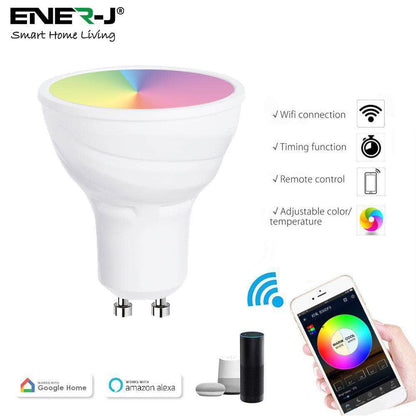 5W GU10 Smart LED WiFi Bulb, Dimmable, RGB & Tuneable Warm White to Cool White, Spotlight Bulbs, Compatible with Alexa & Google Home | Single Pack
