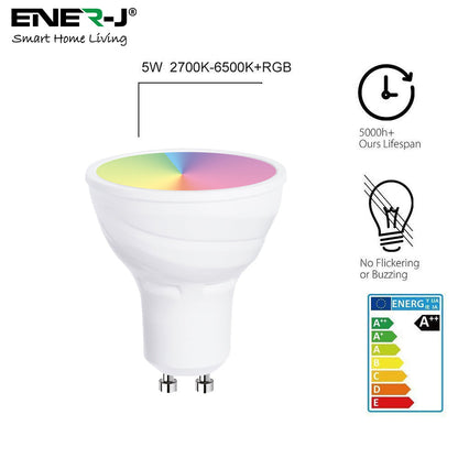 5W Smart Colour Changing Light Bulb, GU10 RGB CCT Colour Changing Bulbs,  Bluetooth APP Control LED Bulbs, WiFi Dimmable RGB and White Light, Mood Light for Room Decor & Party | Pack of 3