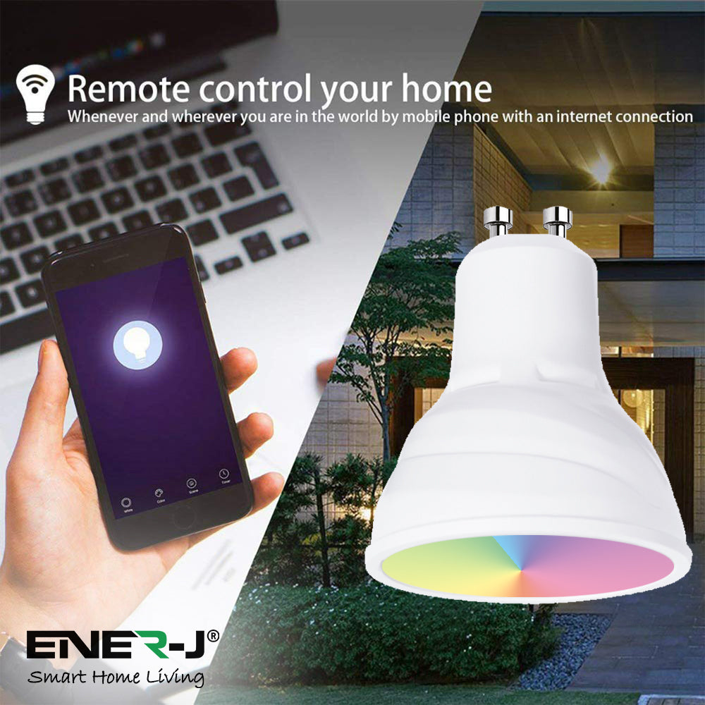 5W GU10 Smart LED WiFi Bulb, Dimmable, RGB & Tuneable Warm White to Cool White, Spotlight Bulbs, Compatible with Alexa & Google Home | Single Pack