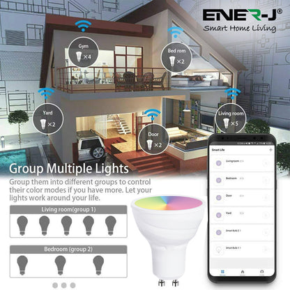 5W Smart Colour Changing Light Bulb, GU10 RGB CCT Colour Changing Bulbs,  Bluetooth APP Control LED Bulbs, WiFi Dimmable RGB and White Light, Mood Light for Room Decor & Party | Pack of 3
