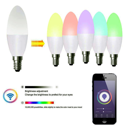 4.5W Smart Colour Changing Light Bulb E14 RGB CCT Colour Changing Bulbs,  Bluetooth APP Control LED Bulbs, WiFi Dimmable RGB and White Light, Mood Light for Room Decor & Party | Single pack