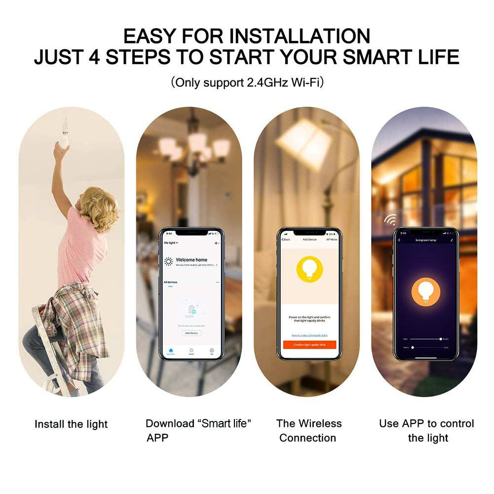 4.5W Smart Colour Changing Light Bulb E14 RGB CCT Colour Changing Bulbs,  Bluetooth APP Control LED Bulbs, WiFi Dimmable RGB and White Light, Mood Light for Room Decor & Party | Pack of 3