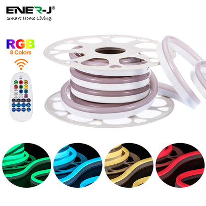 3 Meters Smart WiFi RGB LED Neon Strip Light 3M, Flexible IP65 Colour-Changing Ambient Lighting with Alexa/Google Control & Memory Function (12V, 30W)