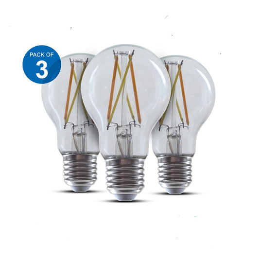 ENER-J Smart WiFi Filament Bulbs 3-Pack, 6.5W E27 LED, CCT Colour Changing, Dimmable, App & Voice Control | Pack of 3