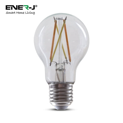ENER-J Smart WiFi Filament Bulbs 3-Pack, 6.5W E27 LED, CCT Colour Changing, Dimmable, App & Voice Control | Pack of 3