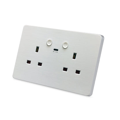 ENER-J Smart Wall Socket – WiFi Double Power Socket with USB & Type-C, Alexa & Google Compatible, 13A UK White