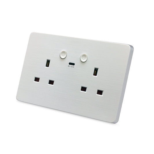 ENER-J Smart Wall Socket – WiFi Double Power Socket with USB & Type-C, Alexa & Google Compatible, 13A UK White