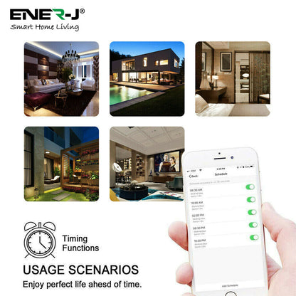 ENER-J Smart Wall Socket – WiFi Double Power Socket with USB & Type-C, Alexa & Google Compatible, 13A UK White
