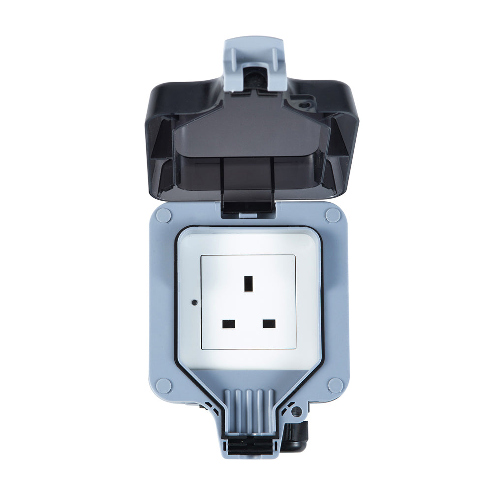 ENER-J Smart WiFi Weatherproof Outdoor Socket, IP55 Waterproof 13A Single Plug, App & Voice Control with Alexa/Google, Remote Timer & Automation