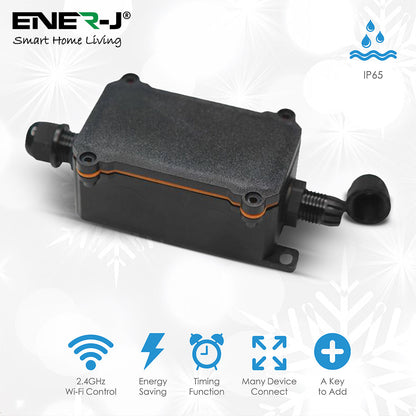 ENER-J Smart WiFi Outdoor Relay Switch (16A, IP55), Weatherproof Inline Controller for Garden Lights, Water Pumps & Fountains with App, Alexa & Google Voice Control