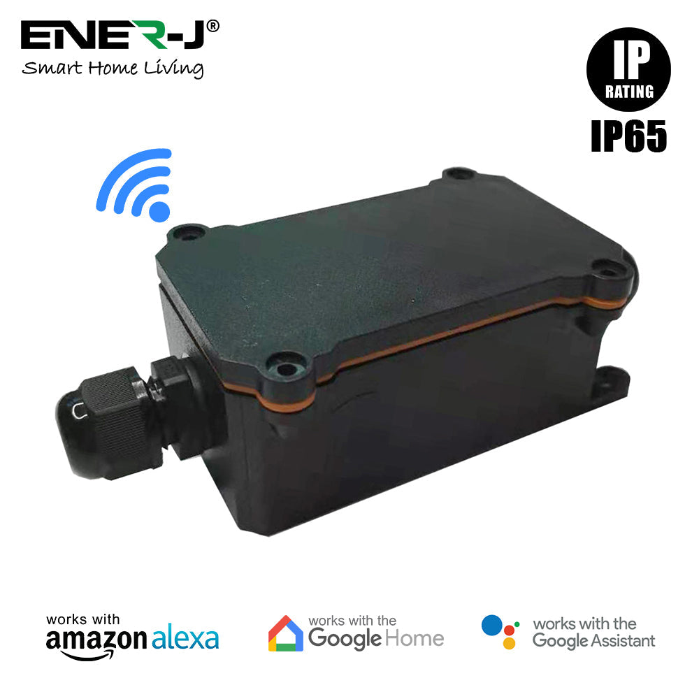 ENER-J Smart WiFi Outdoor Relay Switch (16A, IP55), Weatherproof Inline Controller for Garden Lights, Water Pumps & Fountains with App, Alexa & Google Voice Control